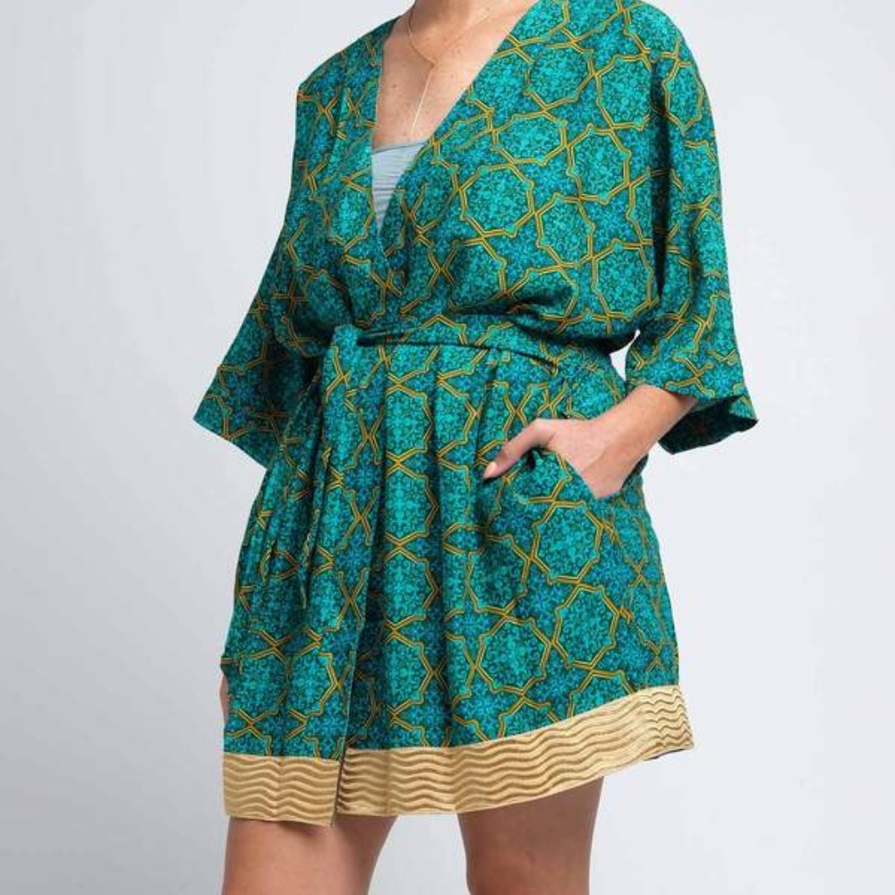 Sudara Green Gold Robe Pajamas/ Punjammies